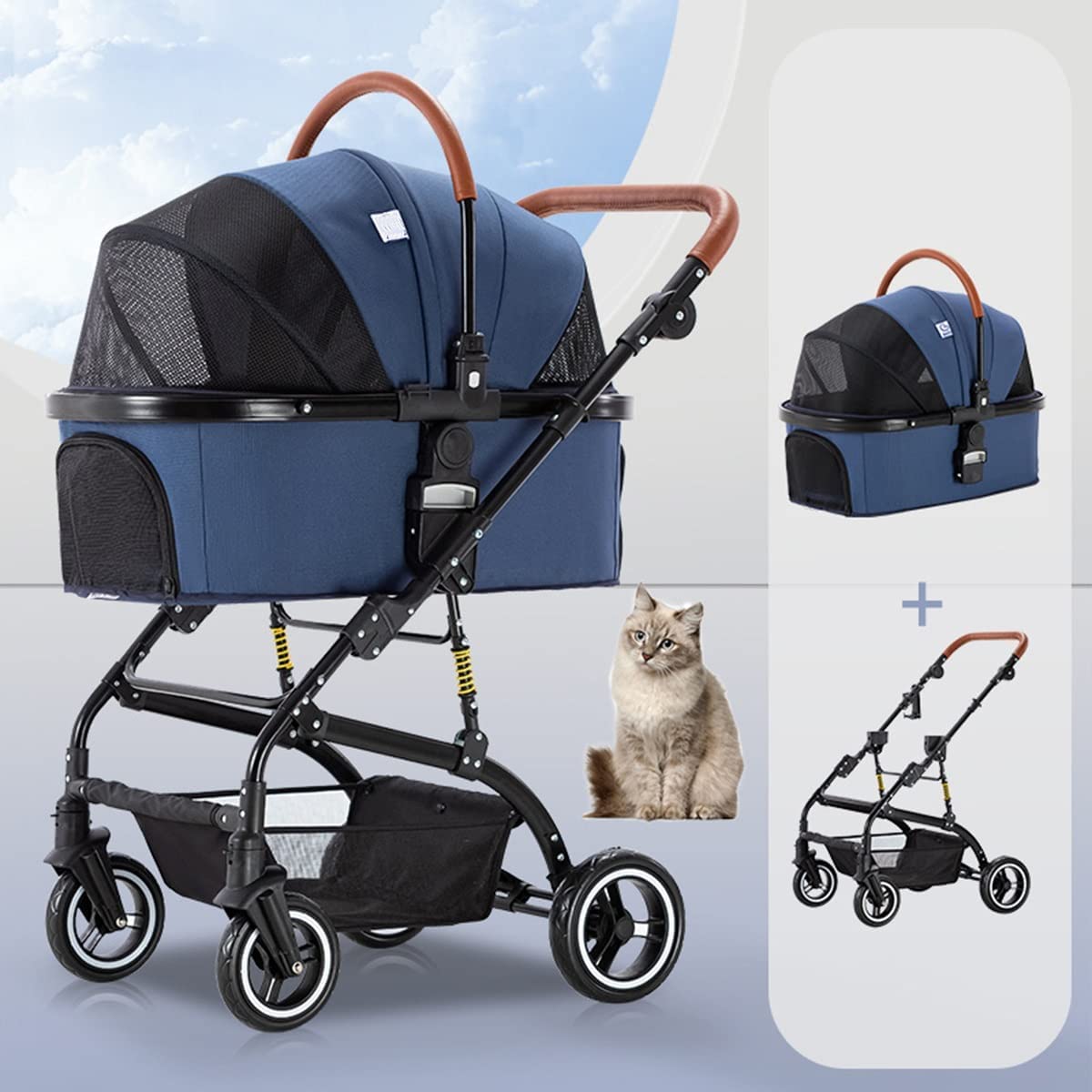 ペット用カート 散歩カート 犬用 折りたたみ式 3輪 取り外し可能な